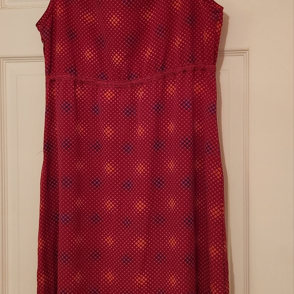 Old Navy Size 10 Fuchsia Pink Dotted Slip Dress Surplice Neck Lace Trim - Picture 5 of 5